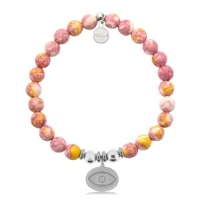 Evil Eye Charm with Lemonade Jade Charity Bracelet