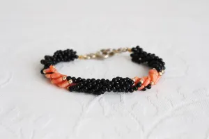 GENUINE CORAL VINTAGE BEADED BRACELET