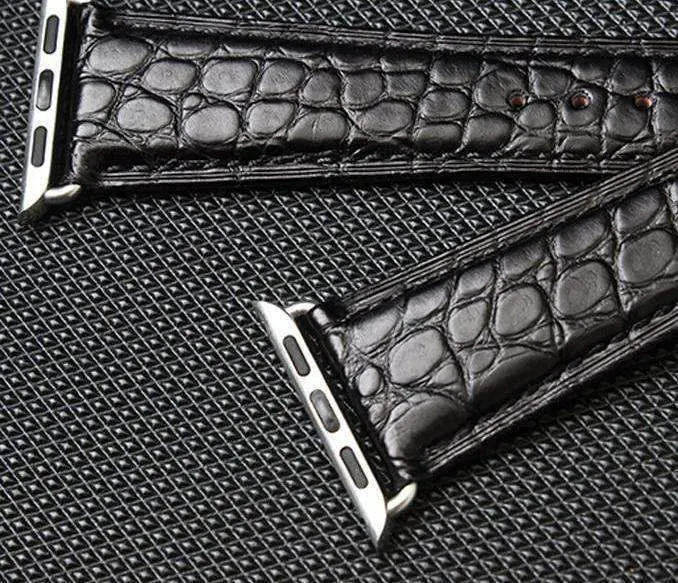 Genuine Crocodile Leather, Silver Butterfly Buckle Strap Series