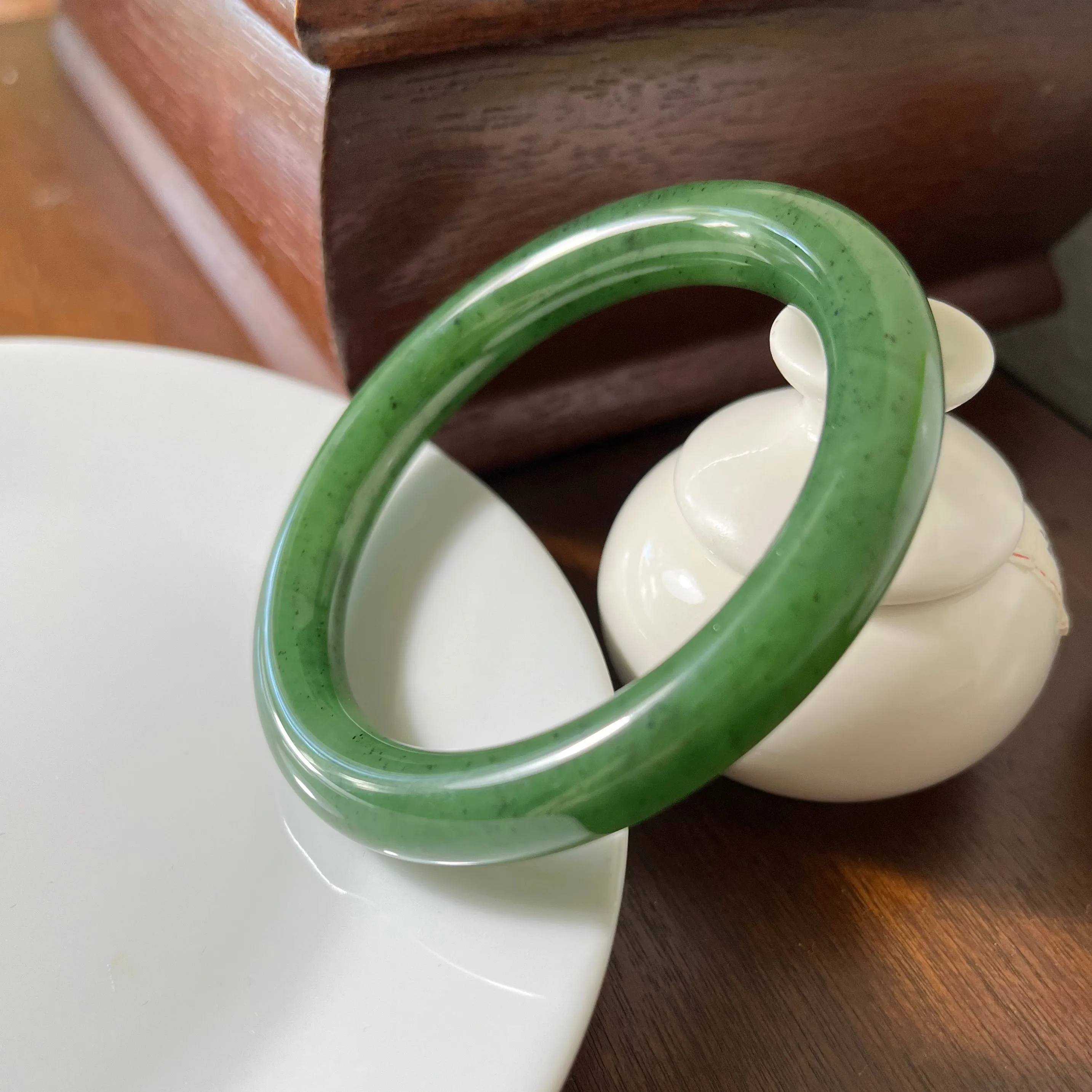 Genuine Siberian nephrite jade Bracelet bangle - 55mm inner diameter