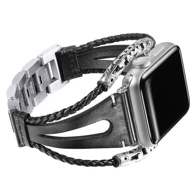 Handmade Natural Premium Leather Loop Strap For Watchband Series 7 6 5