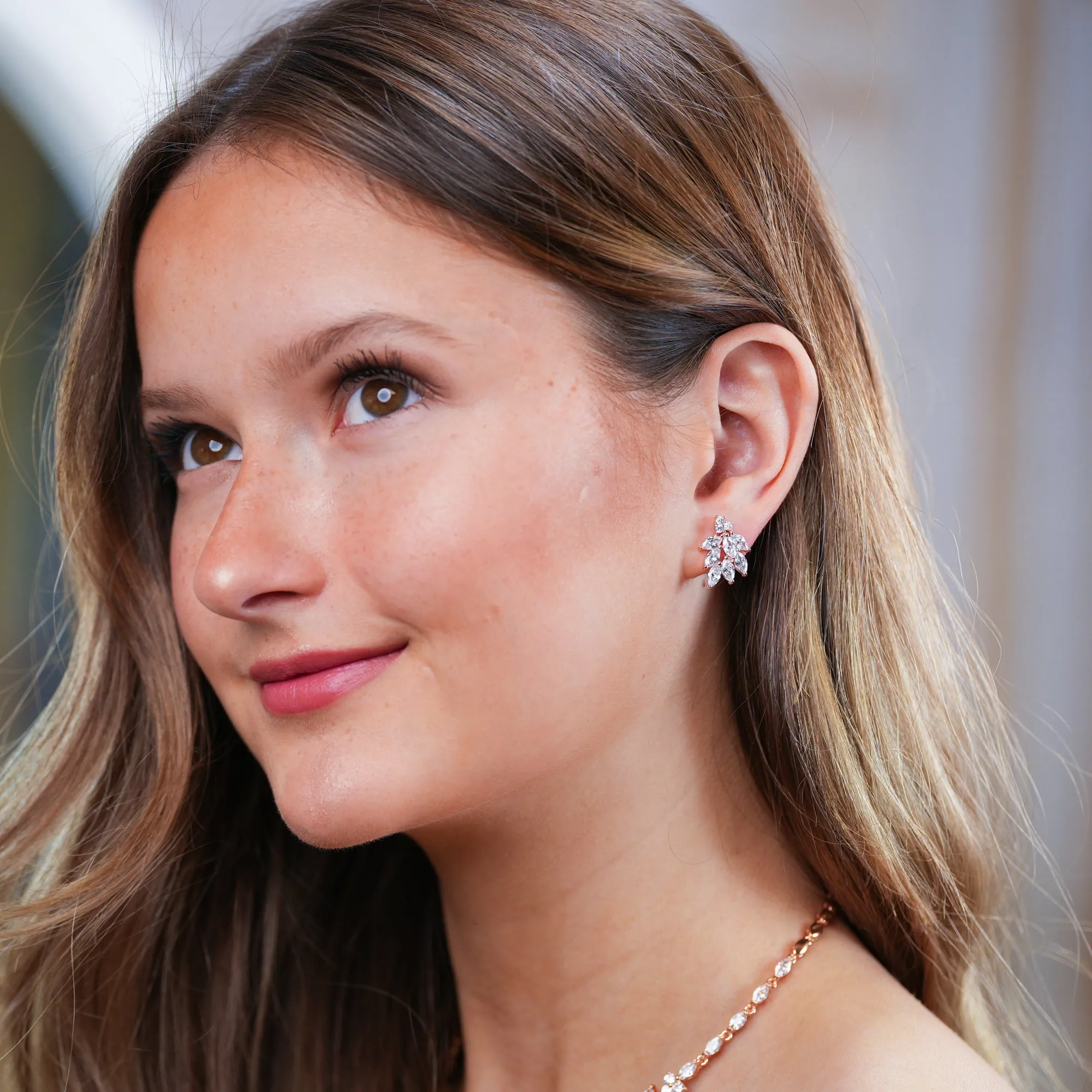 Heather - Silver Crystal Bridal Earrings
