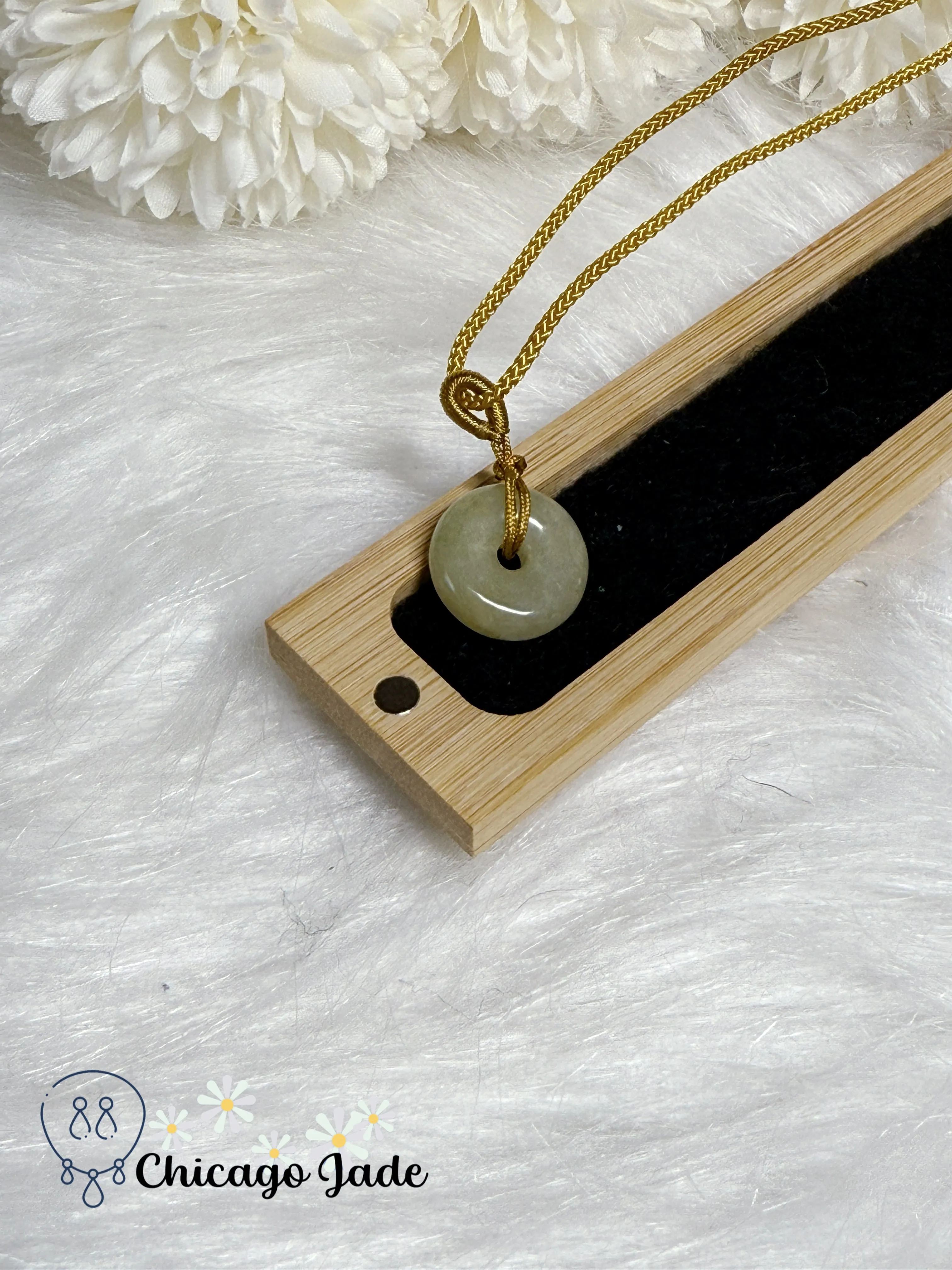 Icy Yellow Pendant with Matching Thread Handmade Grade A Type A Authentic Untreated Burma Brings Luck and Safety