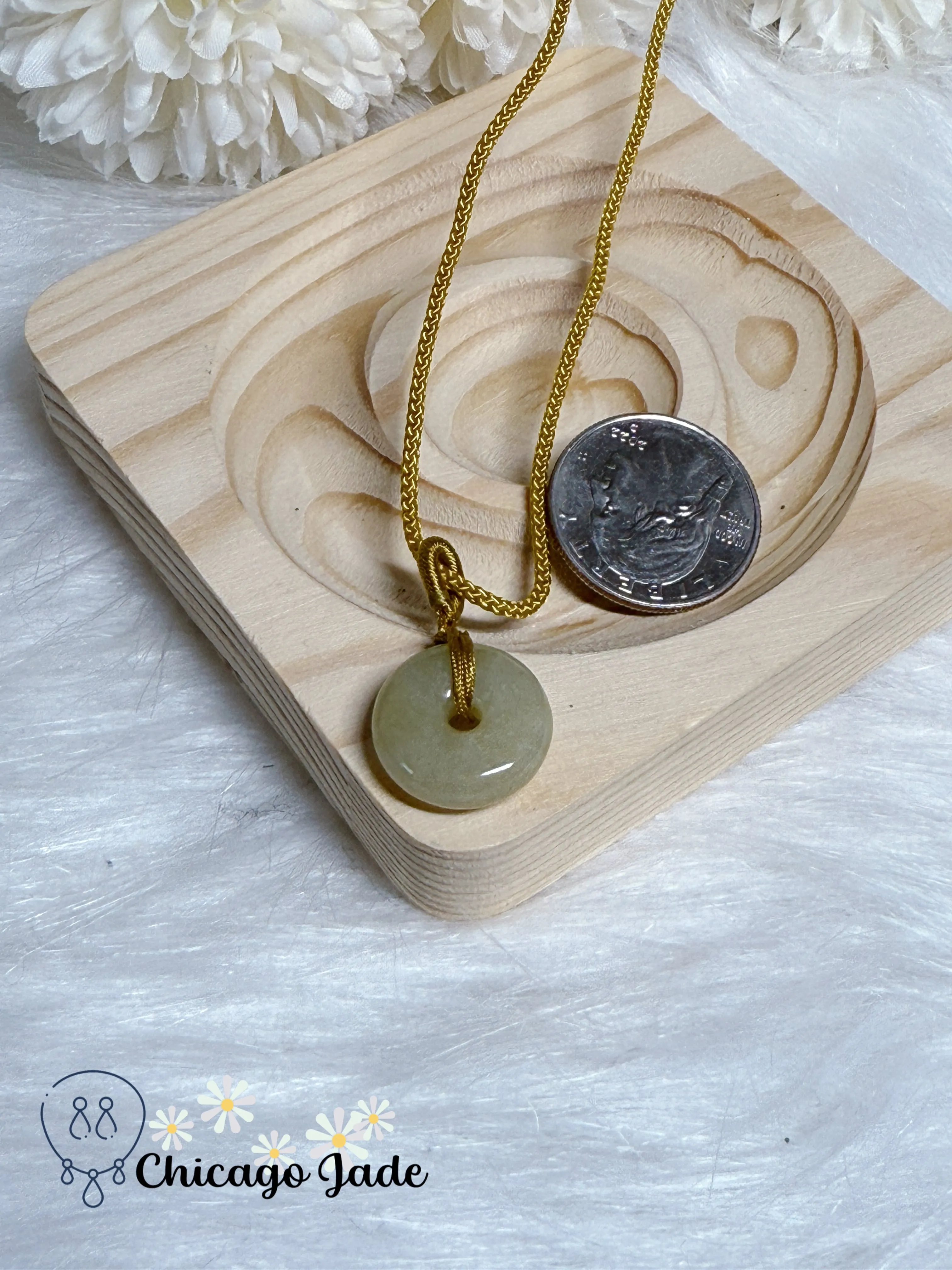 Icy Yellow Pendant with Matching Thread Handmade Grade A Type A Authentic Untreated Burma Brings Luck and Safety
