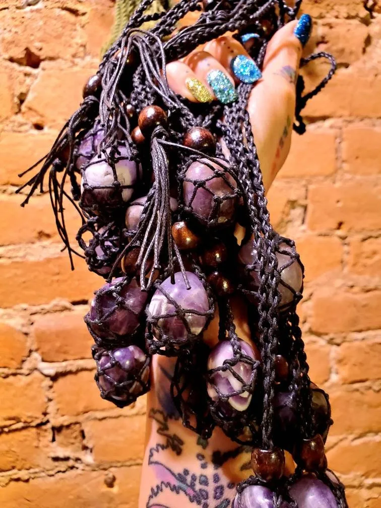 Interchangeable Stone and Crystal Necklace Pouch 18  Stone Options . * . Chakra, Healing | Adjustable | Hemp | Handmade!
