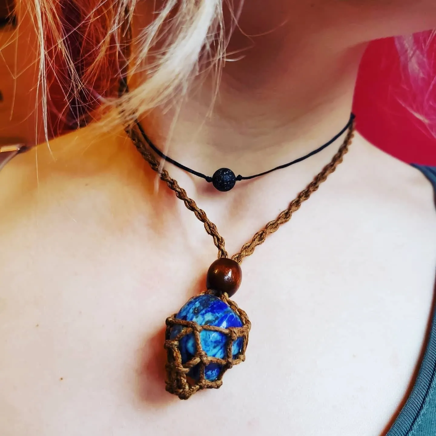 Interchangeable Stone and Crystal Necklace Pouch 18  Stone Options . * . Chakra, Healing | Adjustable | Hemp | Handmade!