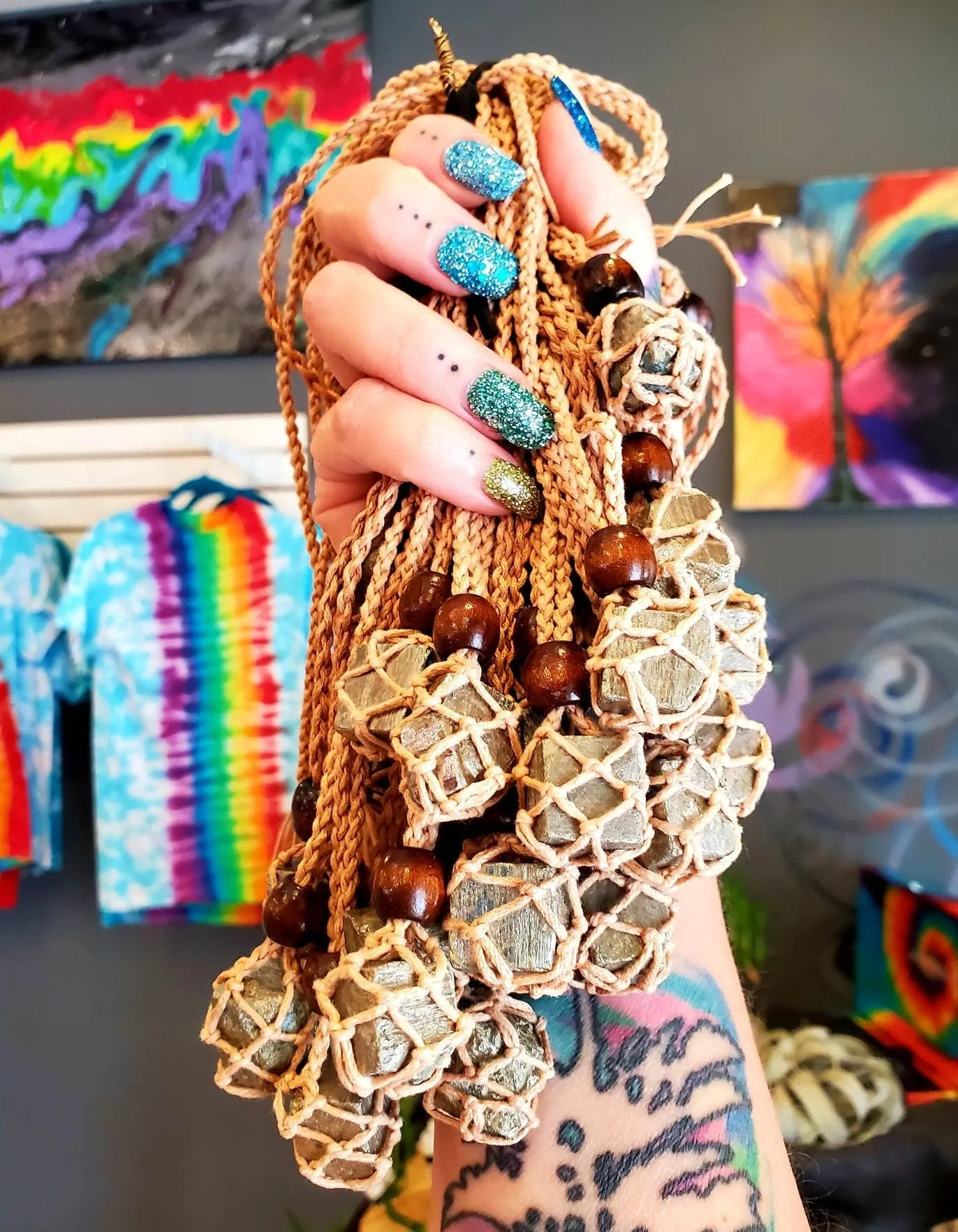 Interchangeable Stone and Crystal Necklace Pouch 18  Stone Options . * . Chakra, Healing | Adjustable | Hemp | Handmade!