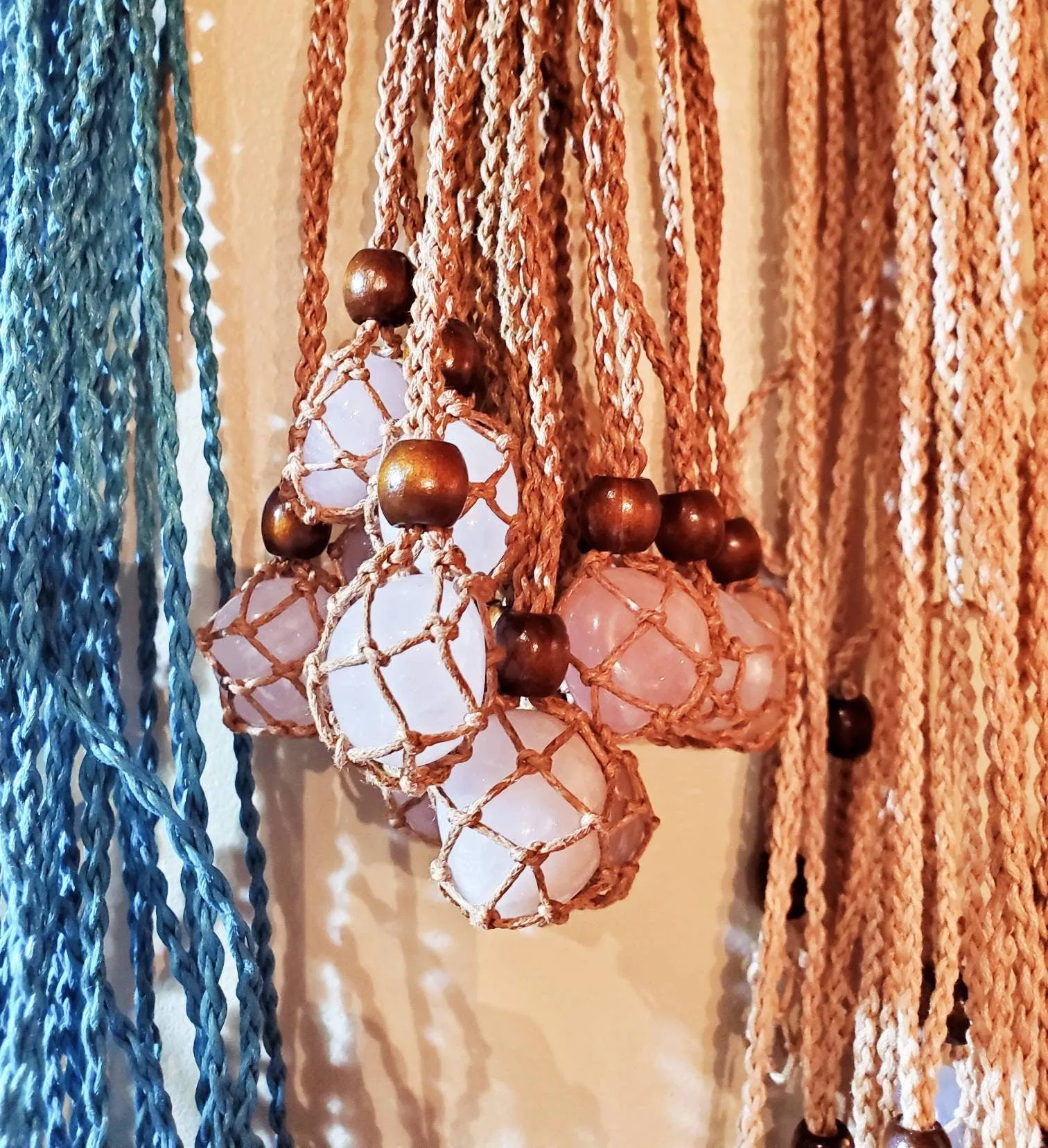 Interchangeable Stone and Crystal Necklace Pouch 18  Stone Options . * . Chakra, Healing | Adjustable | Hemp | Handmade!