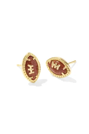 Kendra Scott: Football Gold Stud Earrings - Orange Goldstone