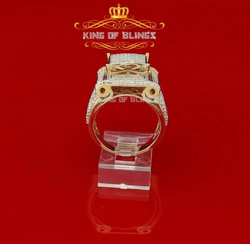 King Of Bling's 925 Sterling Yellow Silver Square 3.55ct Cubic Zirconia Womens Ring Size 10