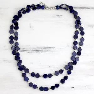 Lapis Lazuli & Sterling Silver Double Strand Necklace