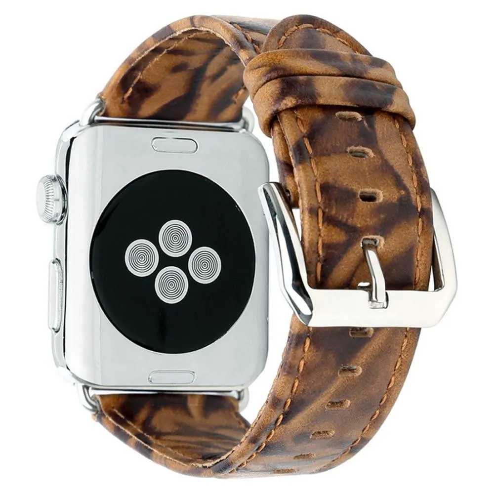Leather Crazy Horse Strap Correa iWatch Wristband Belt Series 7 6 5