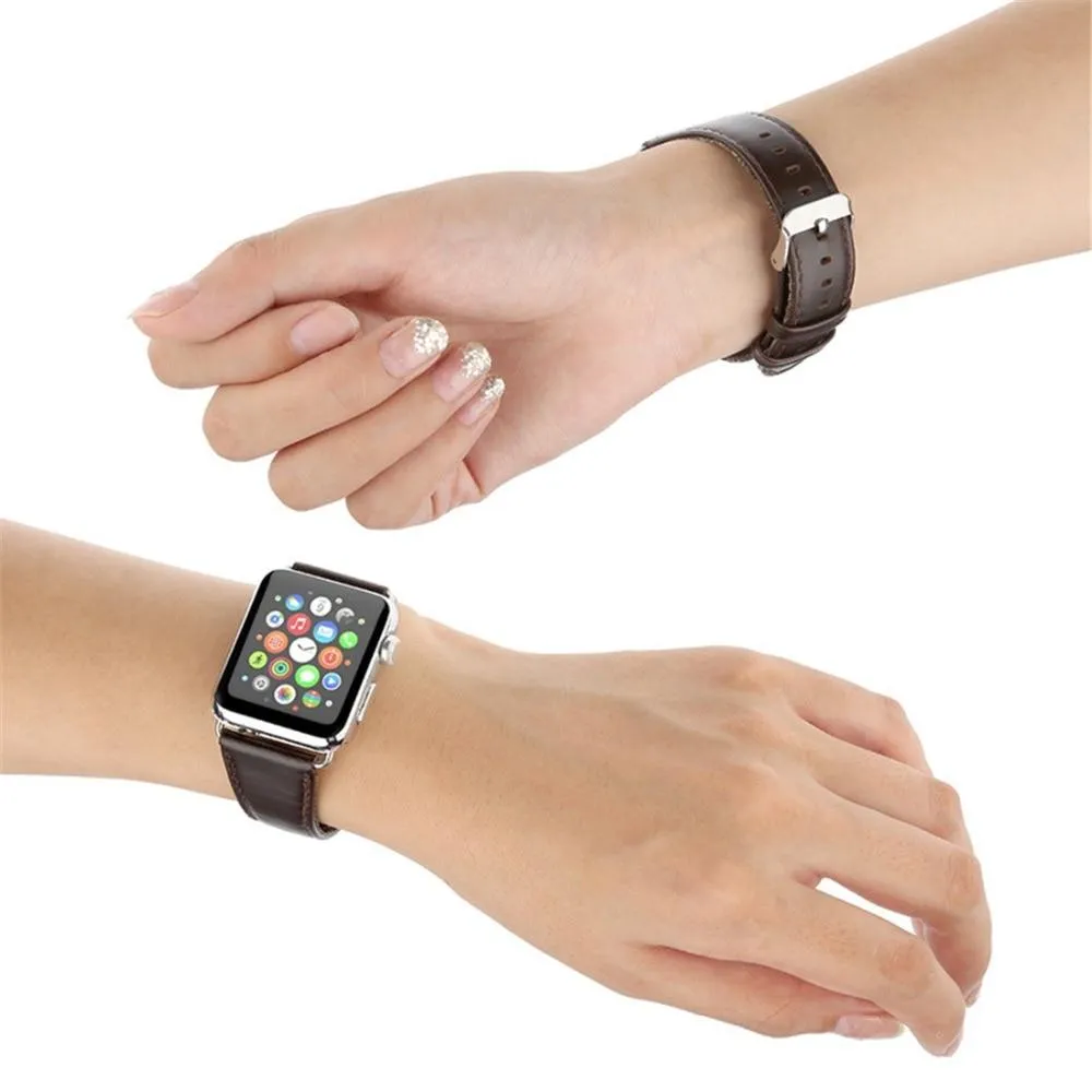 Leather Crazy Horse Strap Correa iWatch Wristband Belt Series 7 6 5