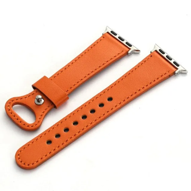 Leather Strap For Apple Watch Band Series 7 6 5 4 Correa Bracelet Accessories iWatch 38mm 40mm 41mm 42mm 44mm 45mm Wristband |Watchband|