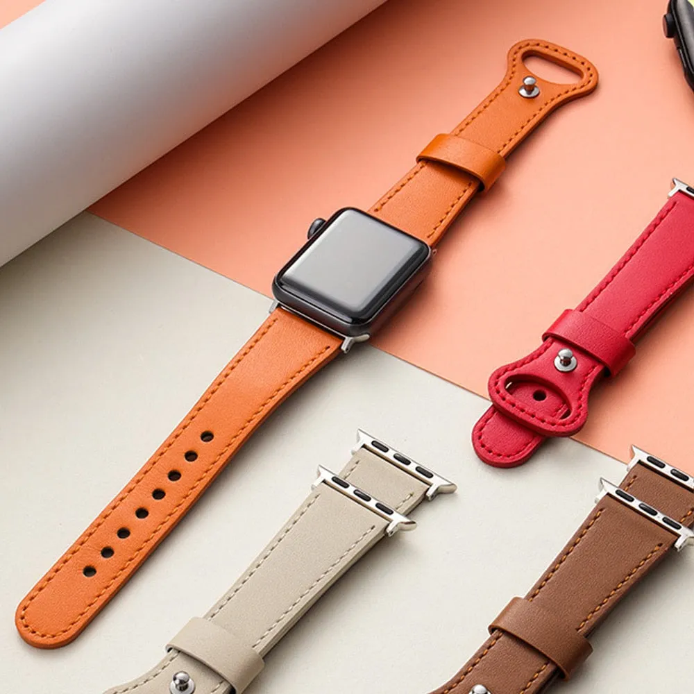Leather Strap For Apple Watch Band Series 7 6 5 4 Correa Bracelet Accessories iWatch 38mm 40mm 41mm 42mm 44mm 45mm Wristband |Watchband|