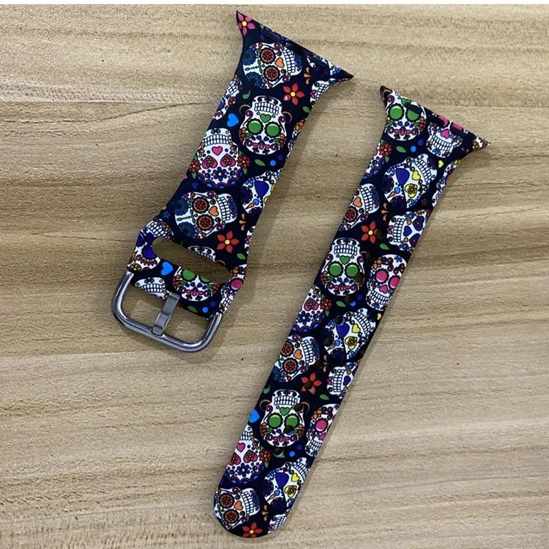 Leopard Printing Silicone Strap Series 7 6 5 4 Floral Sports Wristband
