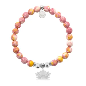 Lotus Charm with Lemonade Jade Charity Bracelet