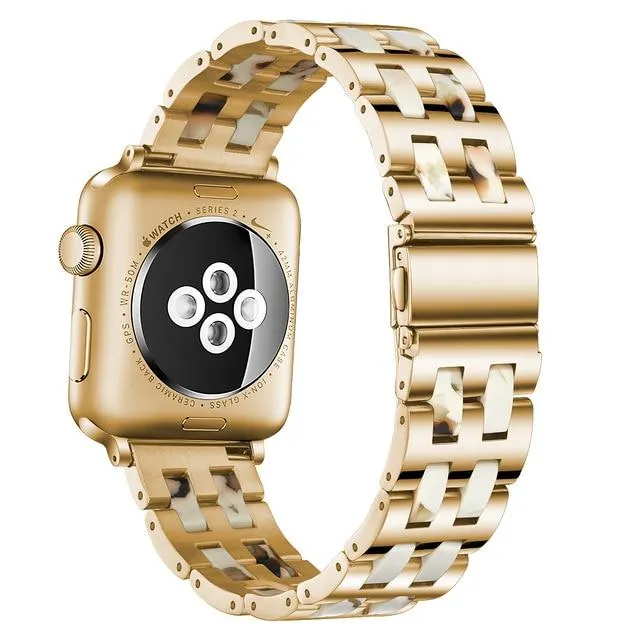Luxury Colorful Resin Strap for Apple Watch Band Series 7 6 Steel Band