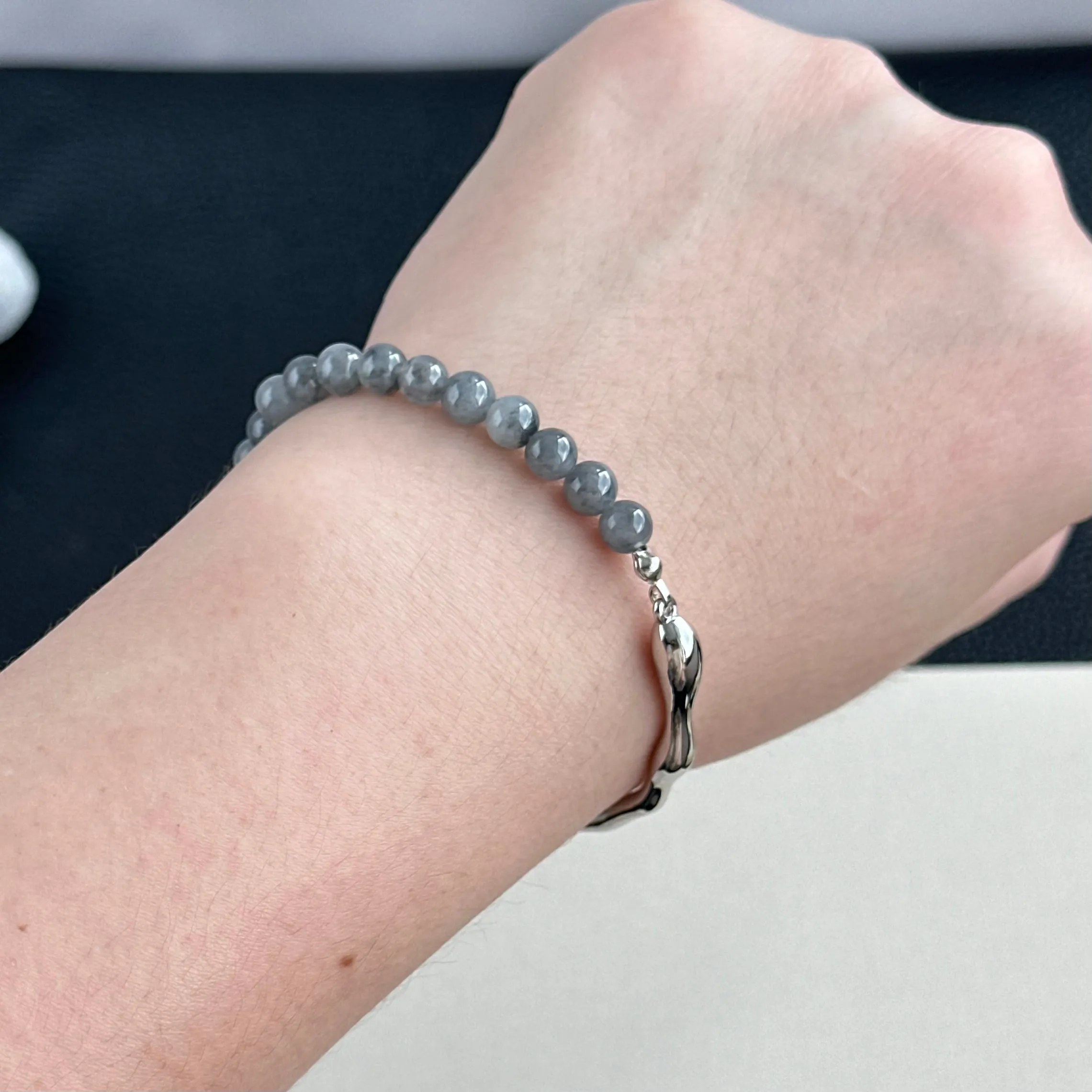 Moonshadow Arc Jadeite Cuff Bracelet