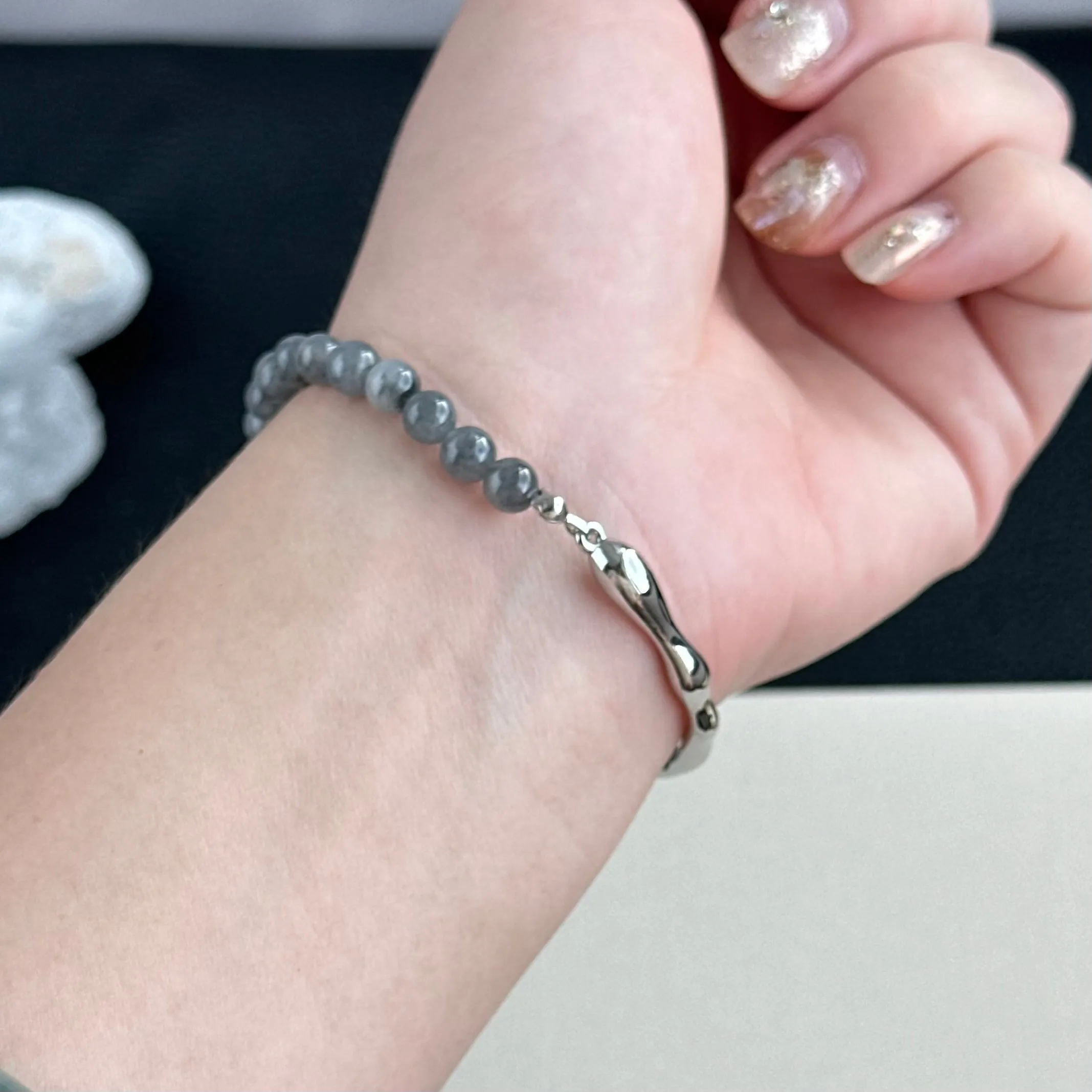 Moonshadow Arc Jadeite Cuff Bracelet