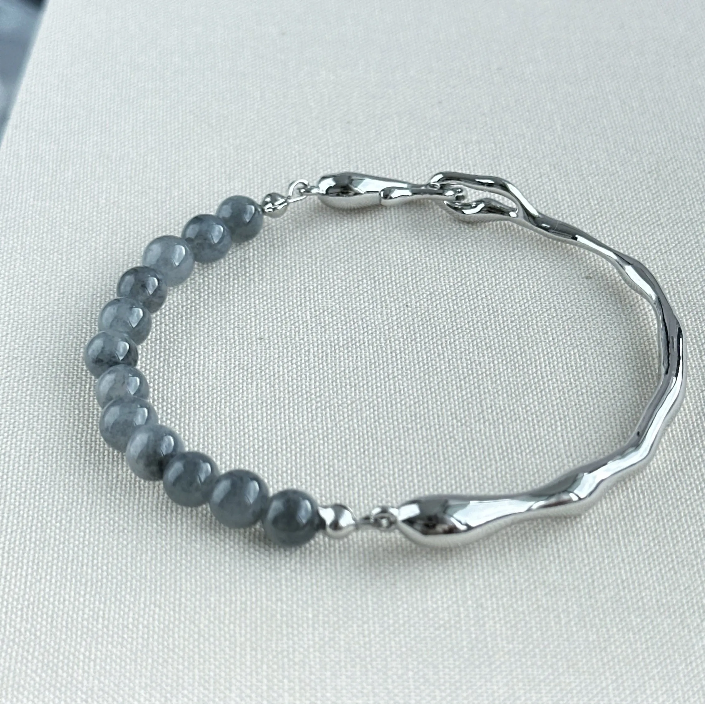 Moonshadow Arc Jadeite Cuff Bracelet