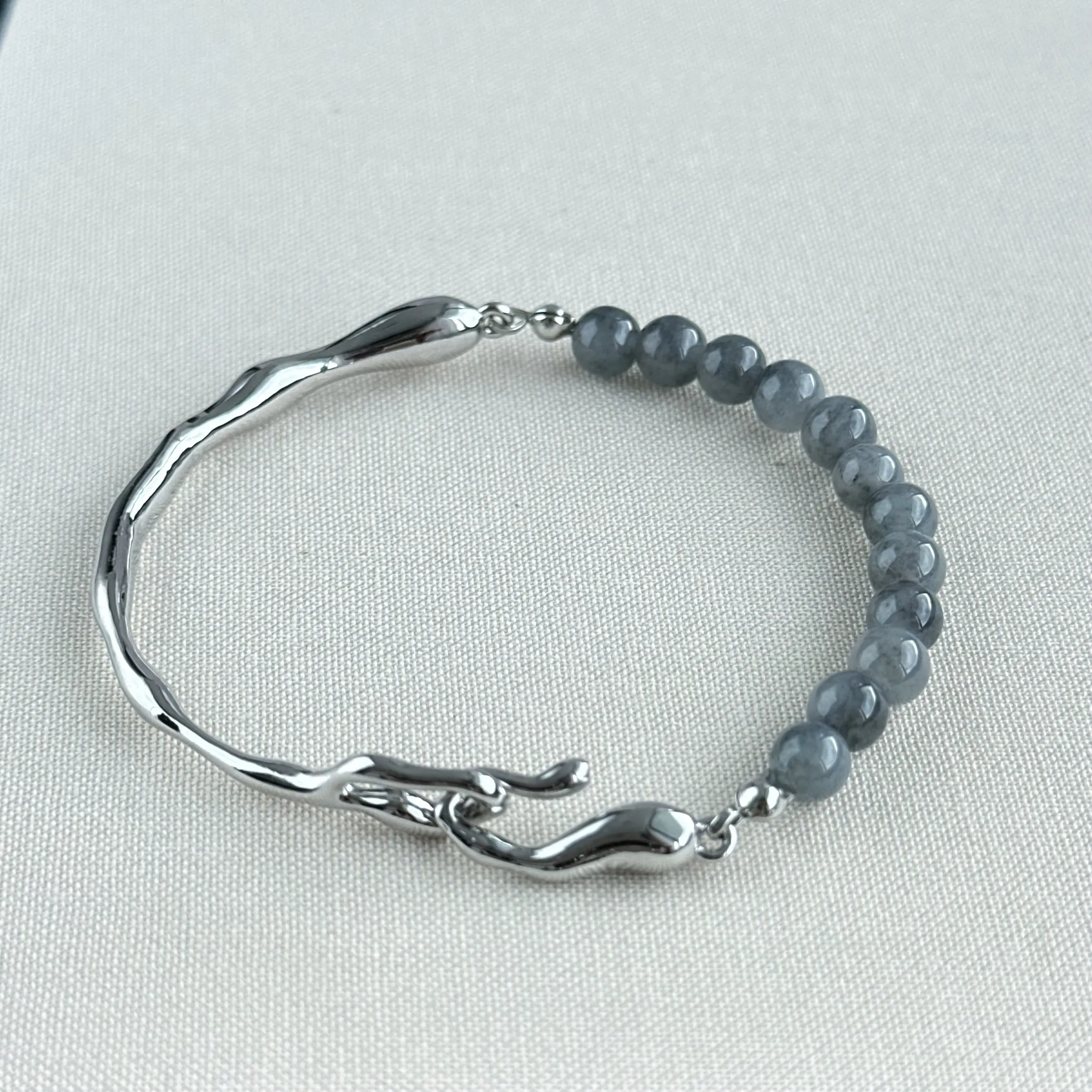 Moonshadow Arc Jadeite Cuff Bracelet