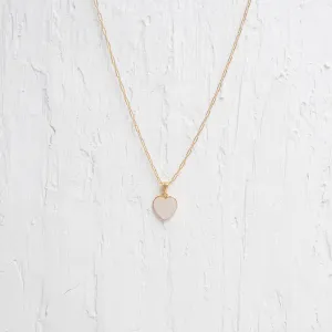 Opal White Heart Charm Necklace