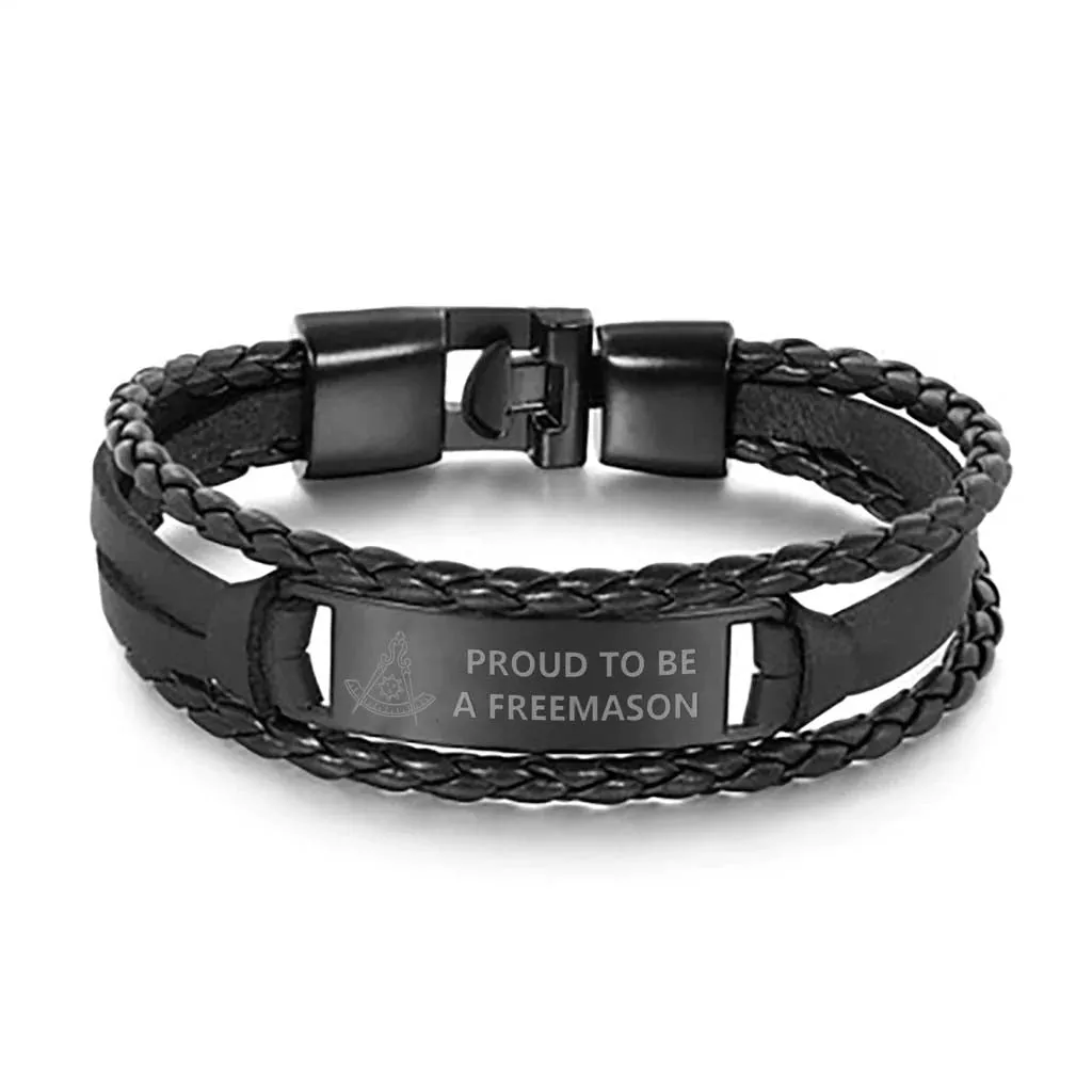 Past Master Blue Lodge California Regulation Bracelet - Black & Brown