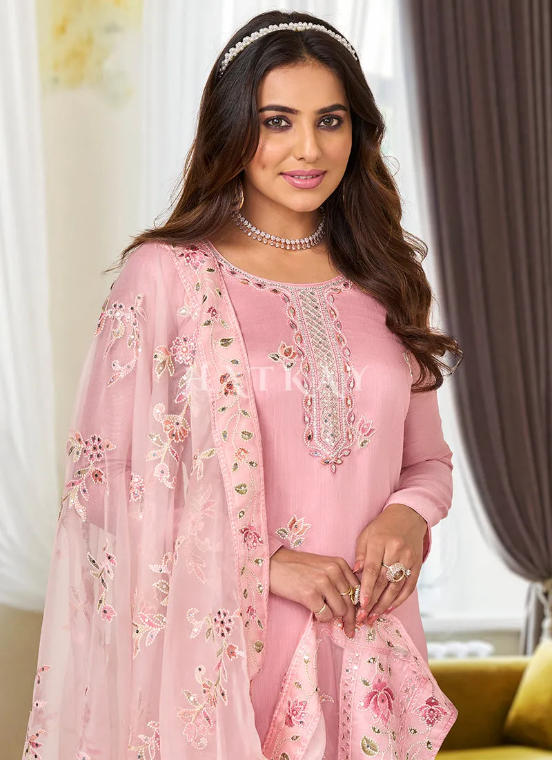 Pink Floral Embroidery Pakistani Salwar Kameez
