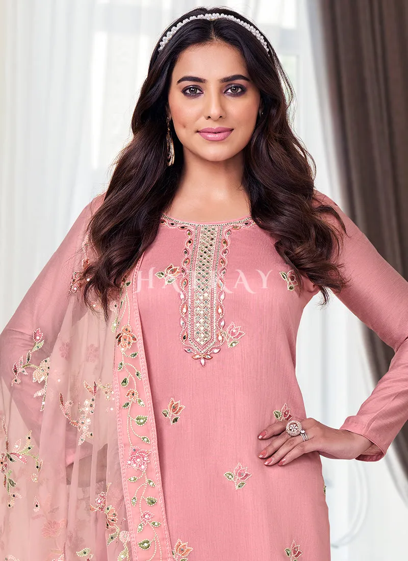 Pink Floral Embroidery Pakistani Salwar Kameez