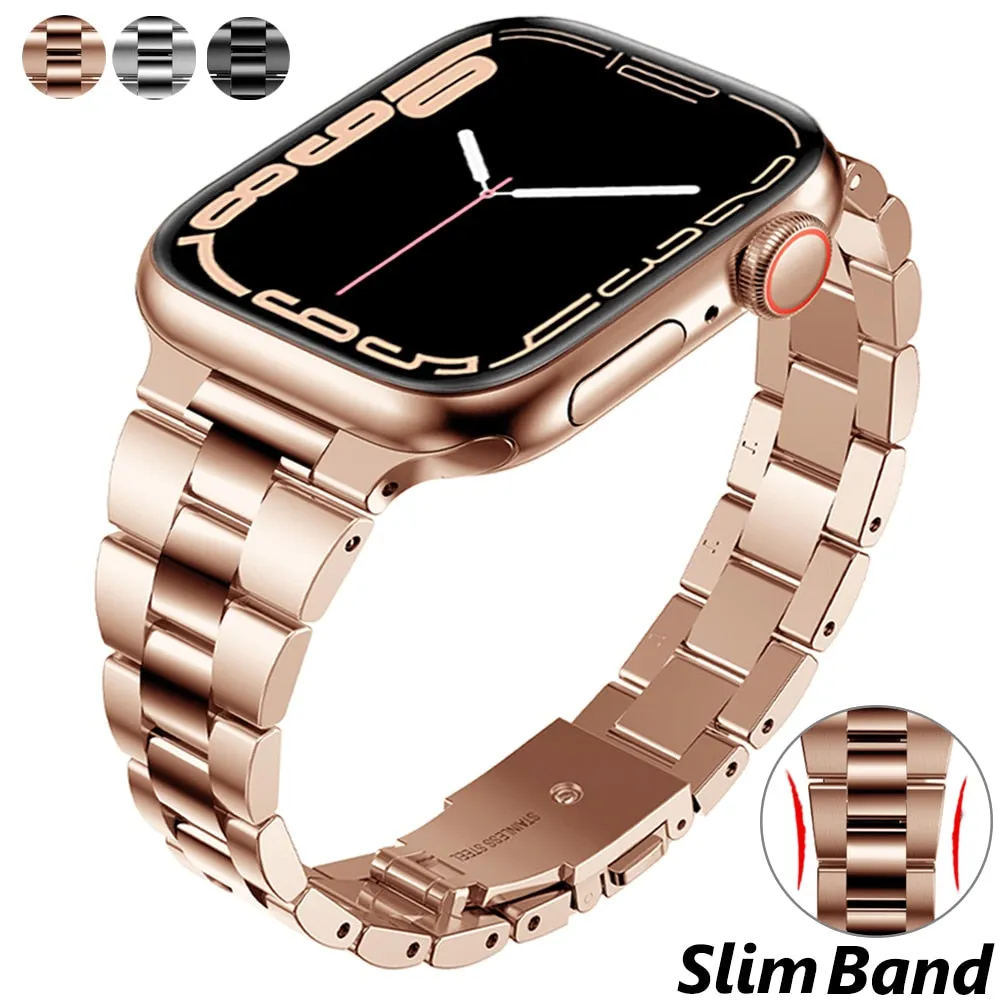 Premium Steel Slim Women Strap Series 8 7 6 5 Luxury Thin Watchband