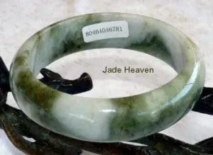 "White Clouds over Green Earth" Precious Jadeite Jade Bangle 57mm   Certificate (781)