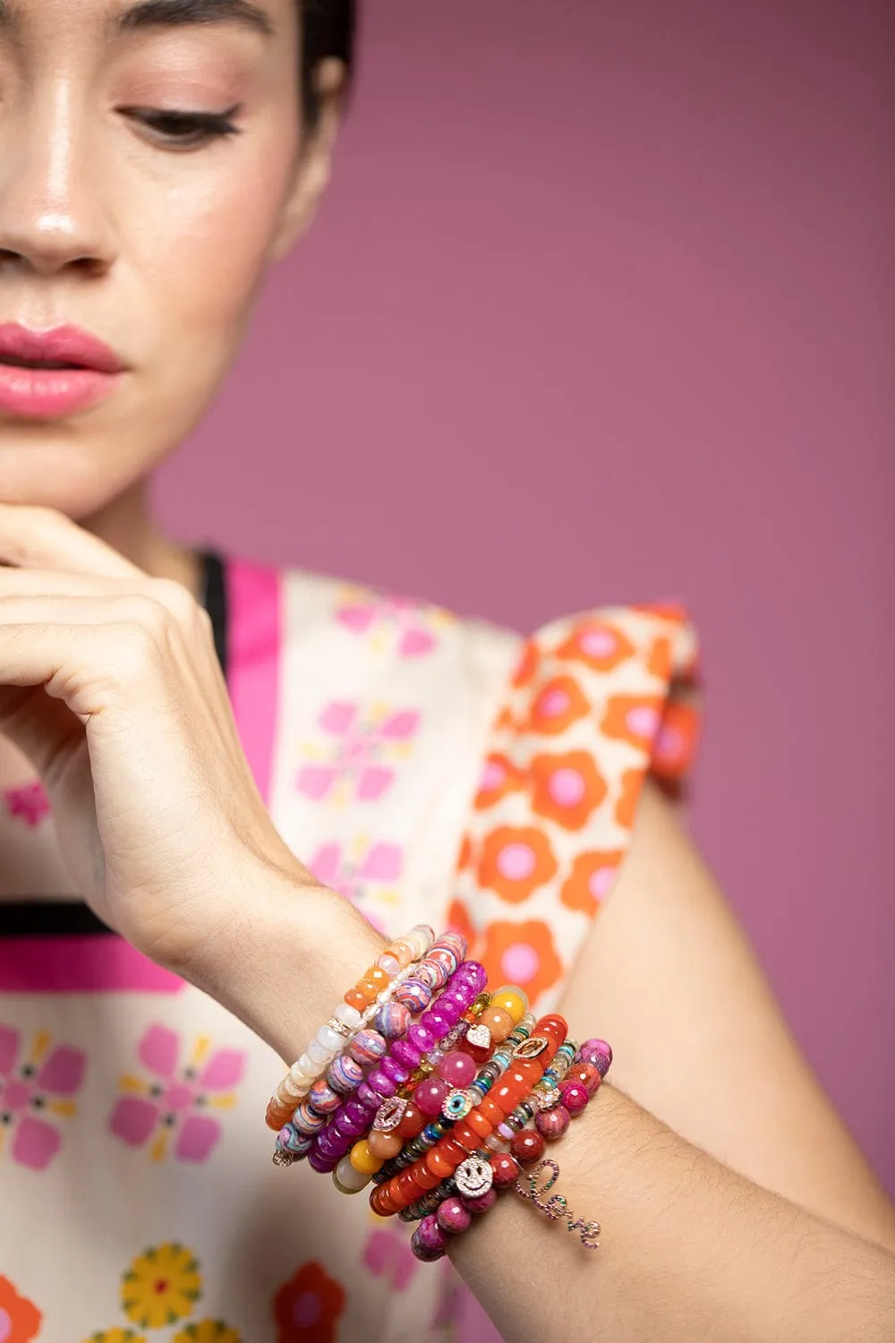 Rainbow Evil Eye Bead Bracelet