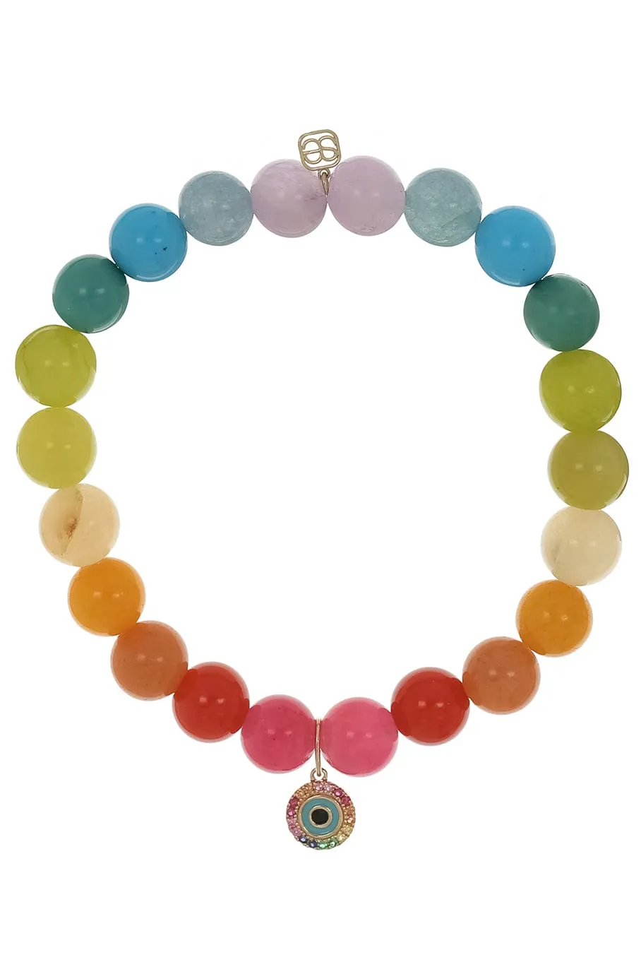 Rainbow Evil Eye Bead Bracelet