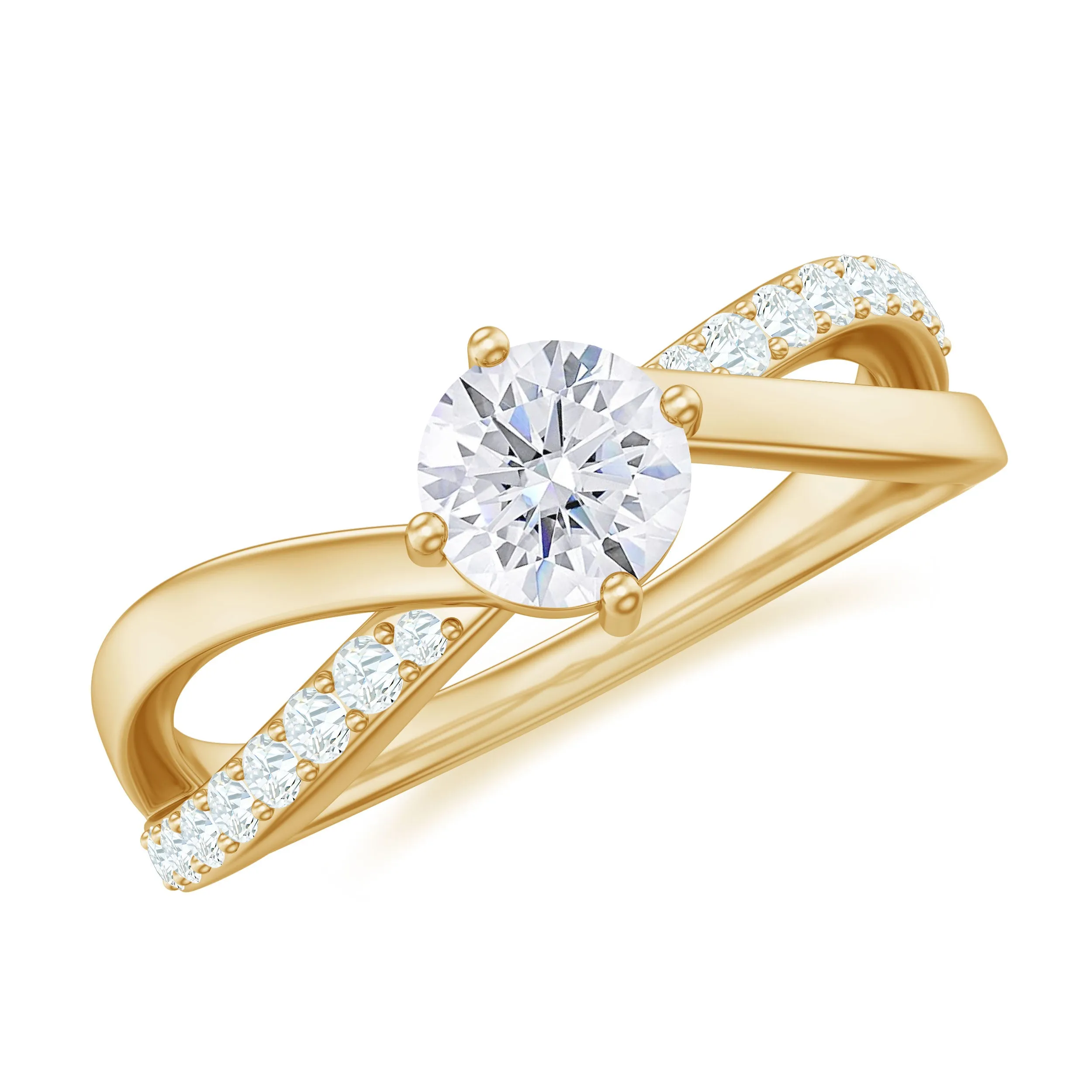 Round Cut Zircon Infinity Solitaire Ring in Prong Setting