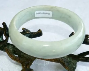 Sale-"Yin" Soft Green Calm and Relaxing Burmese Jadeite Jade Grade A Bangle Bracelet 58.5mm Certificate (665)