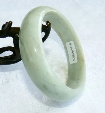 Sale-"Yin" Soft Green Calm and Relaxing Burmese Jadeite Jade Grade A Bangle Bracelet 58.5mm Certificate (665)