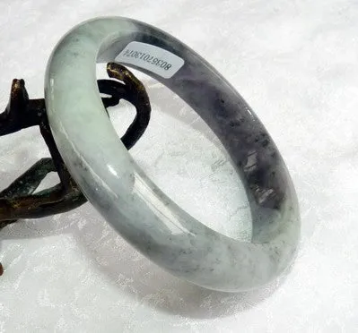Smoky Green with Soft Lavender Hues Burmese Jadeite Grade A Jade Bangle Bracelet 59.5mm Certificate (3074)