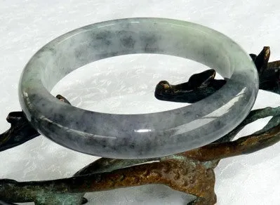 Smoky Green with Soft Lavender Hues Burmese Jadeite Grade A Jade Bangle Bracelet 59.5mm Certificate (3074)