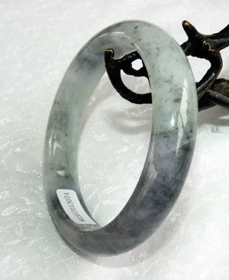 Smoky Green with Soft Lavender Hues Burmese Jadeite Grade A Jade Bangle Bracelet 59.5mm Certificate (3074)