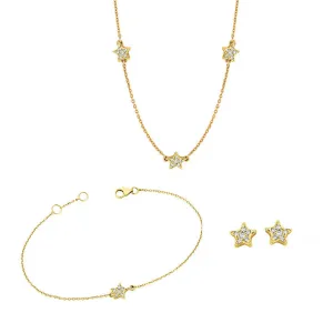 Stud, Bracelet & Necklace Star Set
