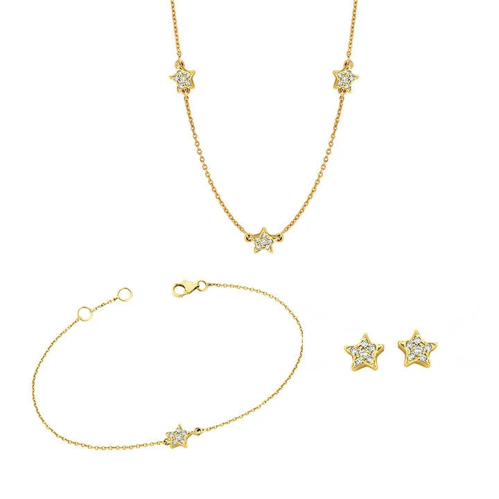 Stud, Bracelet & Necklace Star Set