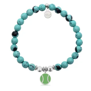 Tennis Ball Charm with Blue Zebra Jade Charity Bracelet