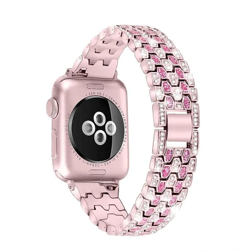 Women Diamond Band For Apple Series 7 6 5 4 Glitter Metal Bracelet