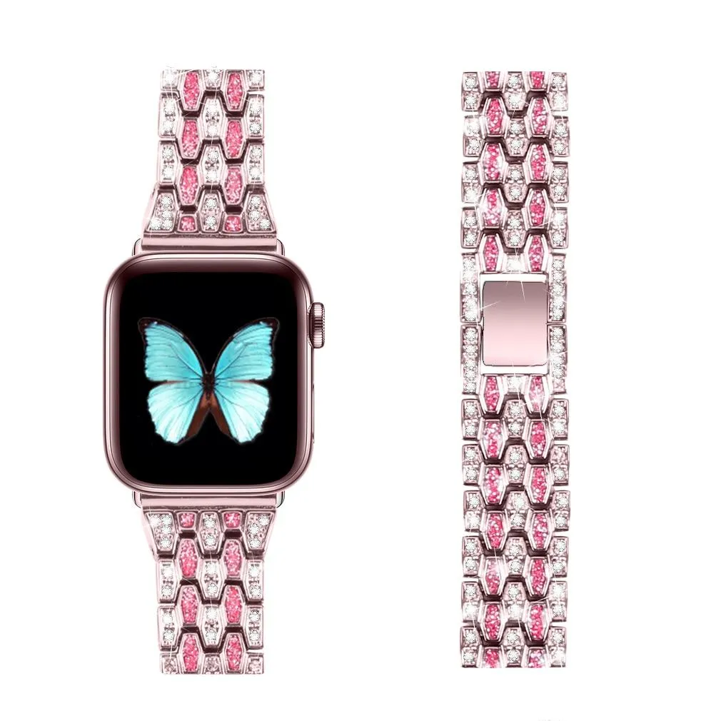Women Diamond Band For Apple Series 7 6 5 4 Glitter Metal Bracelet