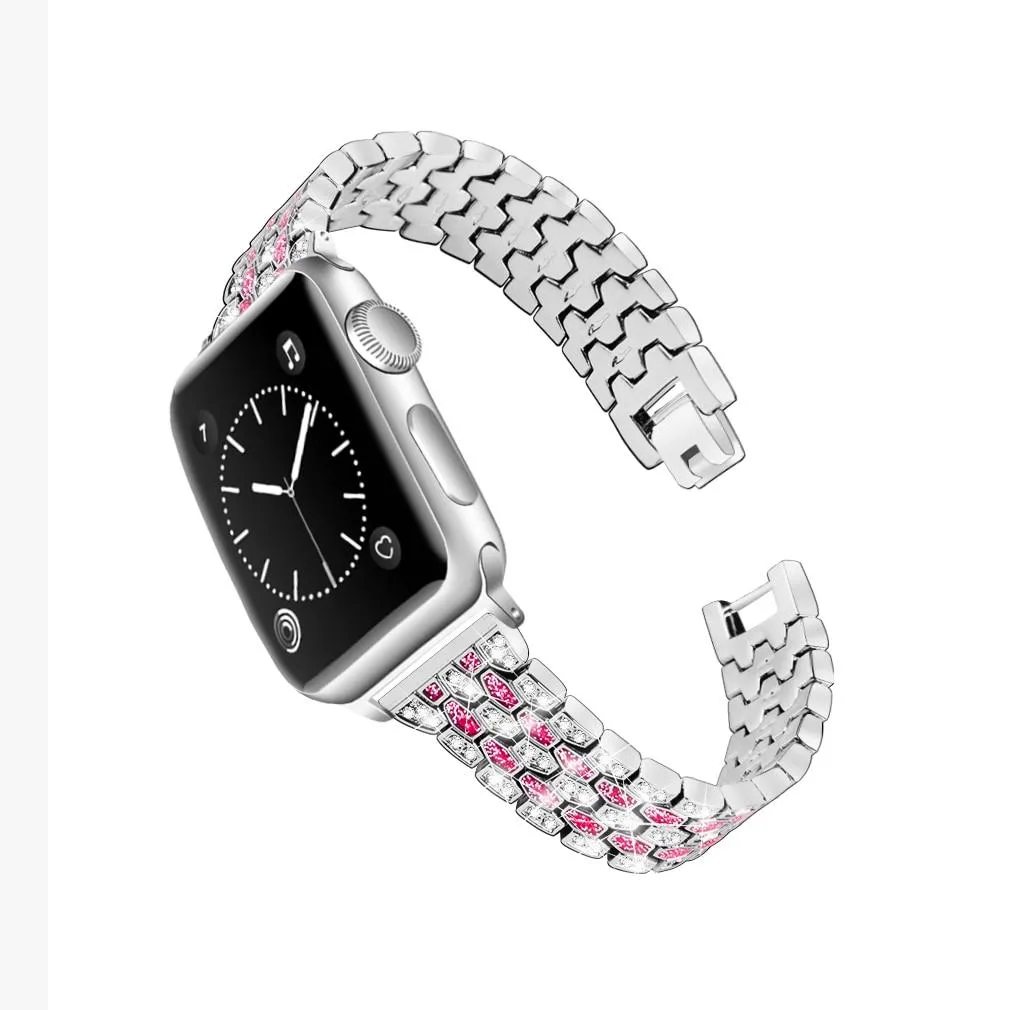 Women Diamond Band For Apple Series 7 6 5 4 Glitter Metal Bracelet