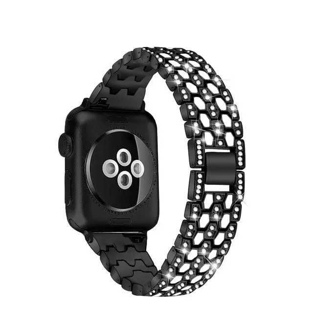 Women Diamond Band For Apple Series 7 6 5 4 Glitter Metal Bracelet