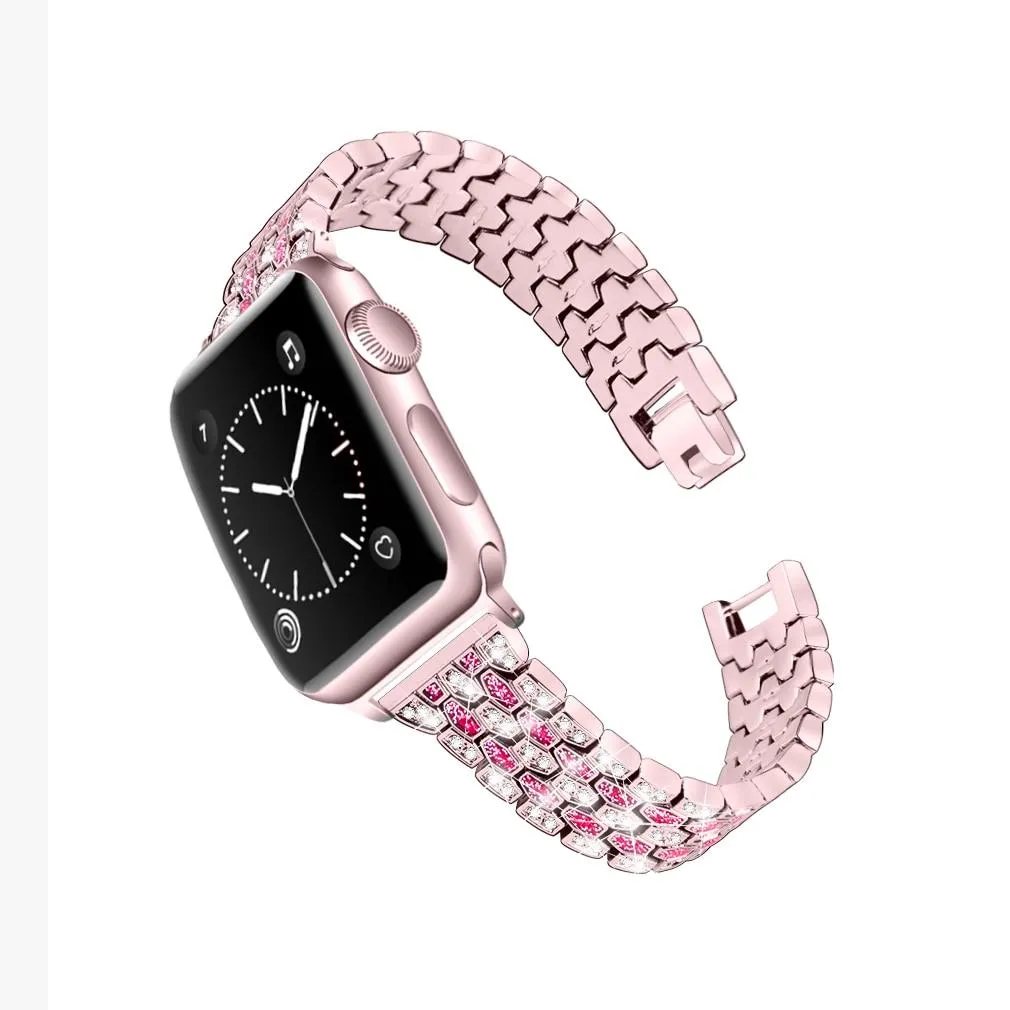 Women Diamond Band For Apple Series 7 6 5 4 Glitter Metal Bracelet