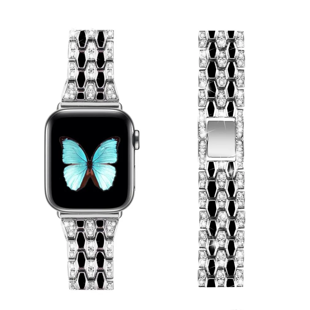 Women Diamond Band For Apple Series 7 6 5 4 Glitter Metal Bracelet