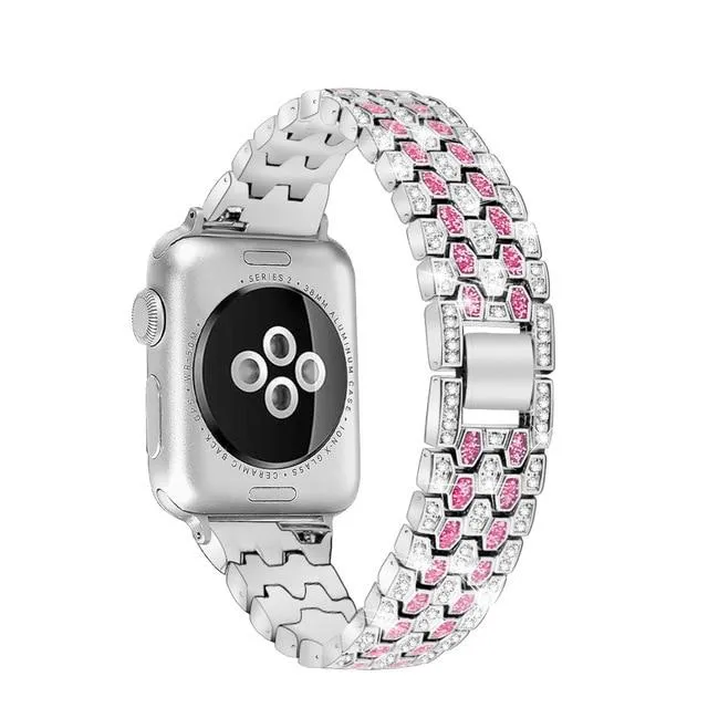 Women Diamond Band For Apple Series 7 6 5 4 Glitter Metal Bracelet